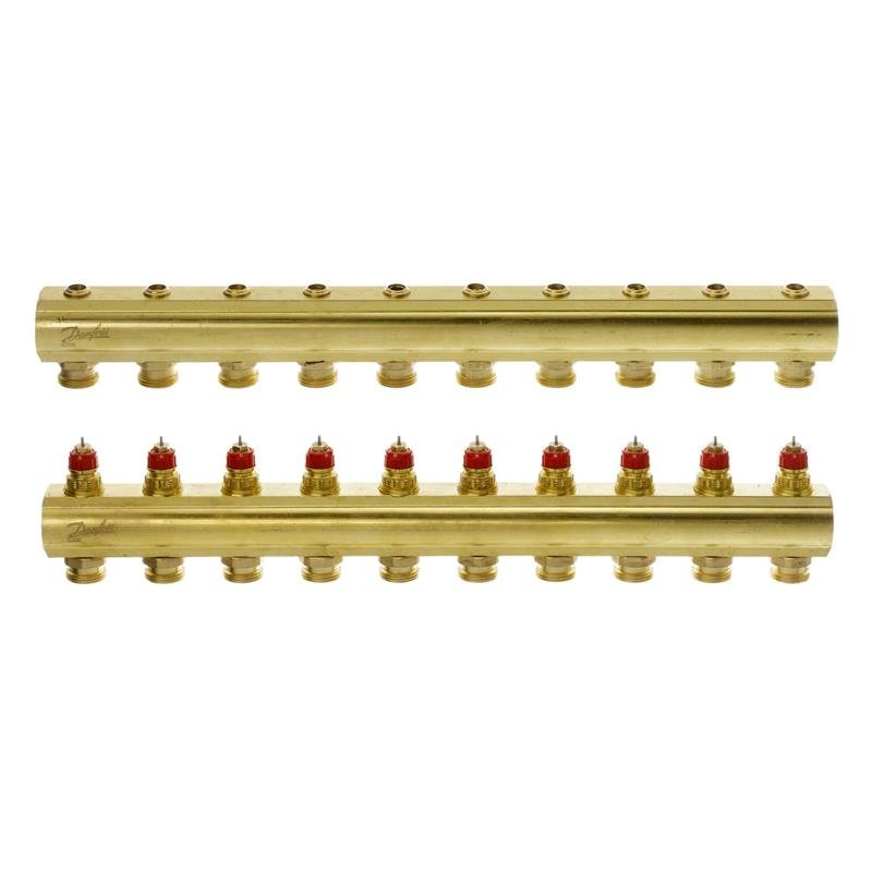 

Коллектор Danfoss FHF 10+10 без ротаметров, латунь