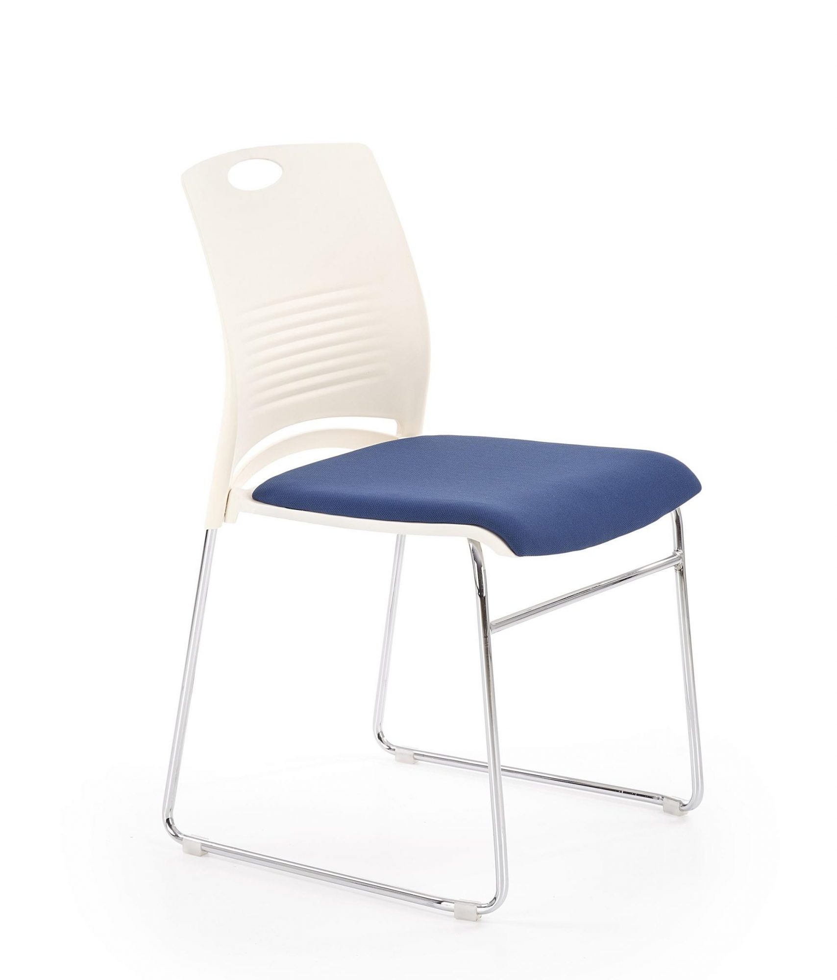 

Офисный стул Cali сталь хром/полипропилен белый, ткань синий цвет Halmar Польша