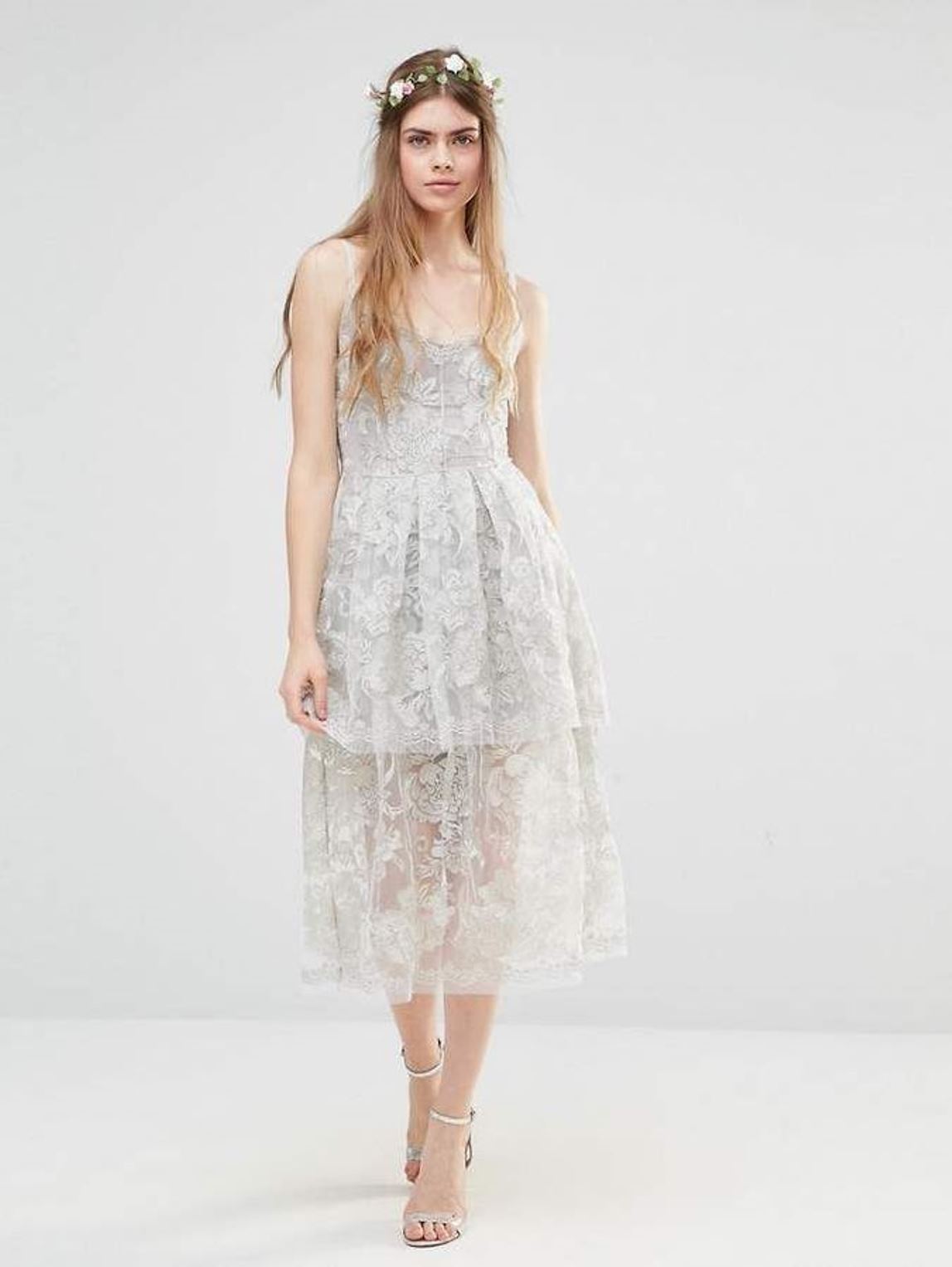 

Платье кружевное Body Frock AS120620-1 M Серый