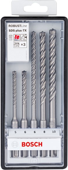 

Набір бурів Bosch SDS plus-7X для армованого бетону 5/6/6/8/10 мм 5 шт.
