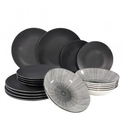 

Набор посуды Flora BLACK NAGANO 18 предметов 45110