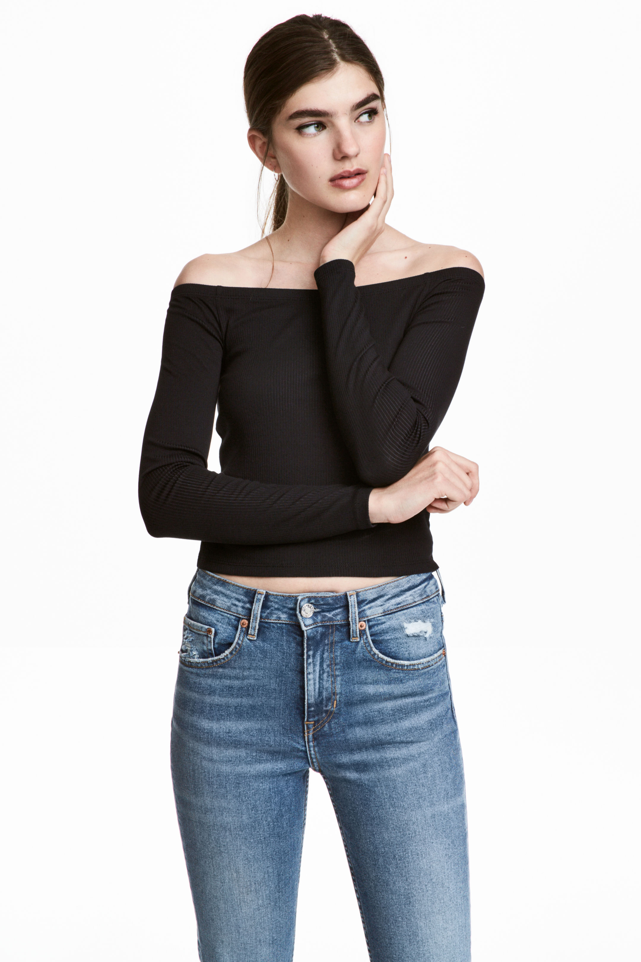 

Лонгслив H&M S черный 14014280716