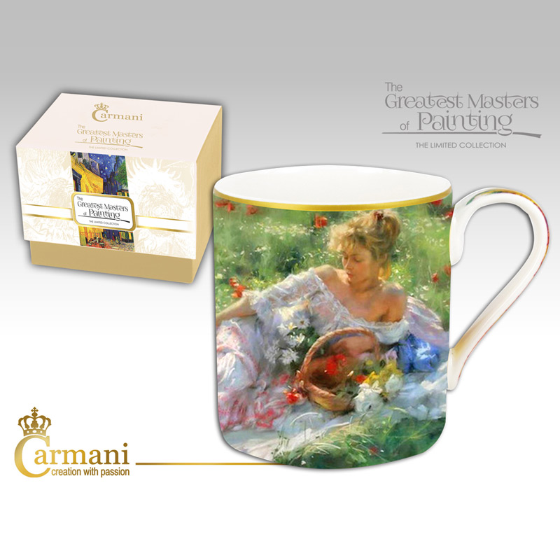 

Кружка фарфоровая Девушка с корзиной цветов Carmani 32132-BR-1704