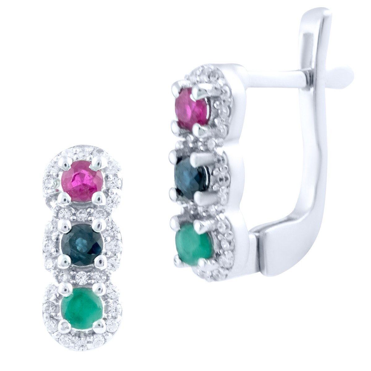 

Серебряные серьги SilverBreeze с натуральным сапфиром, изумрудом, рубином