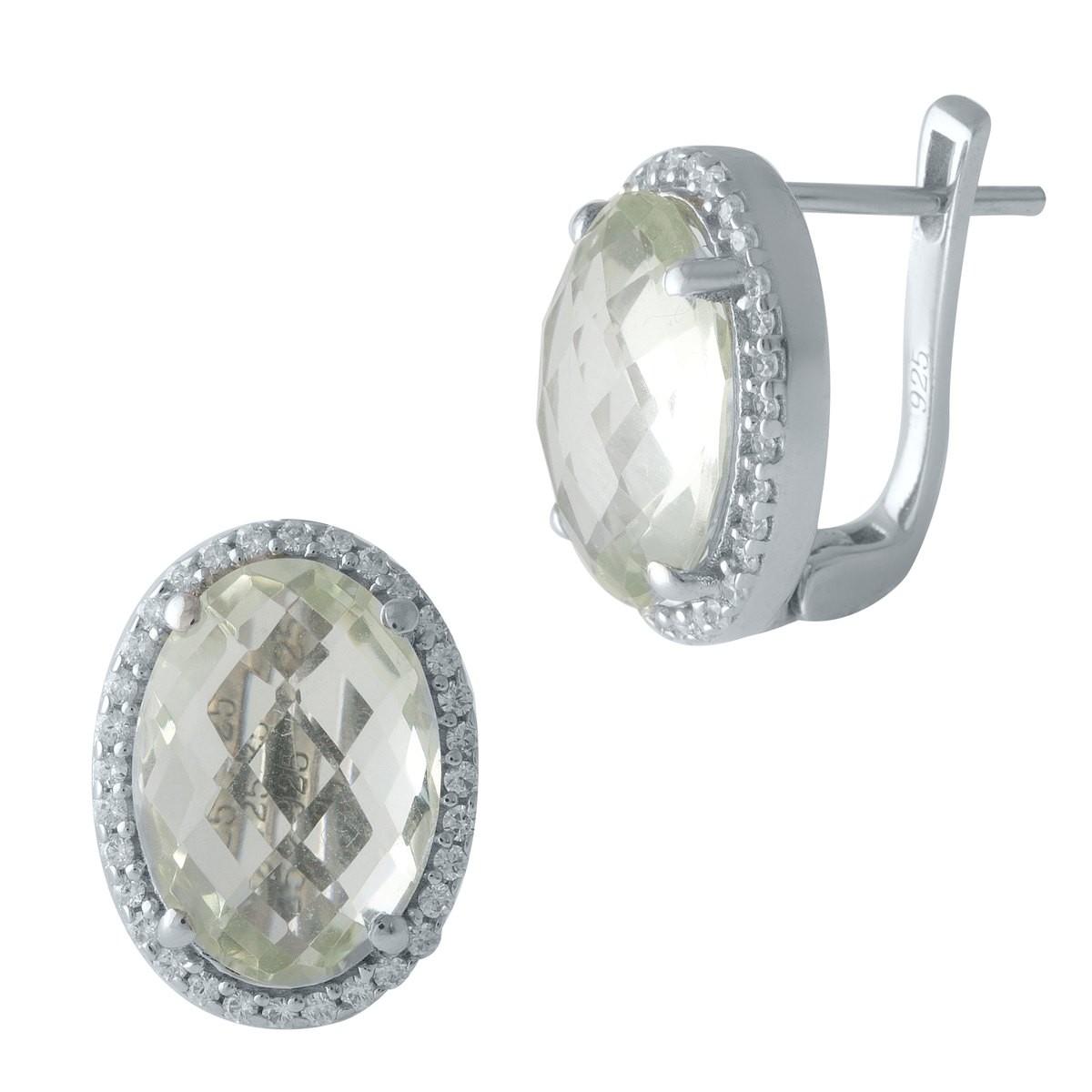 

Серебряные серьги SilverLine с натуральным зеленим аметистом