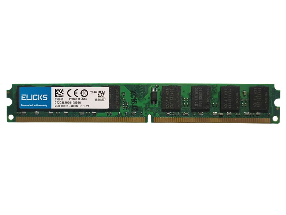 

Оперативная память ELICKS PC2-5300 DDR2 667 Mhz 2048 Mb Зеленый (1001-299-03)