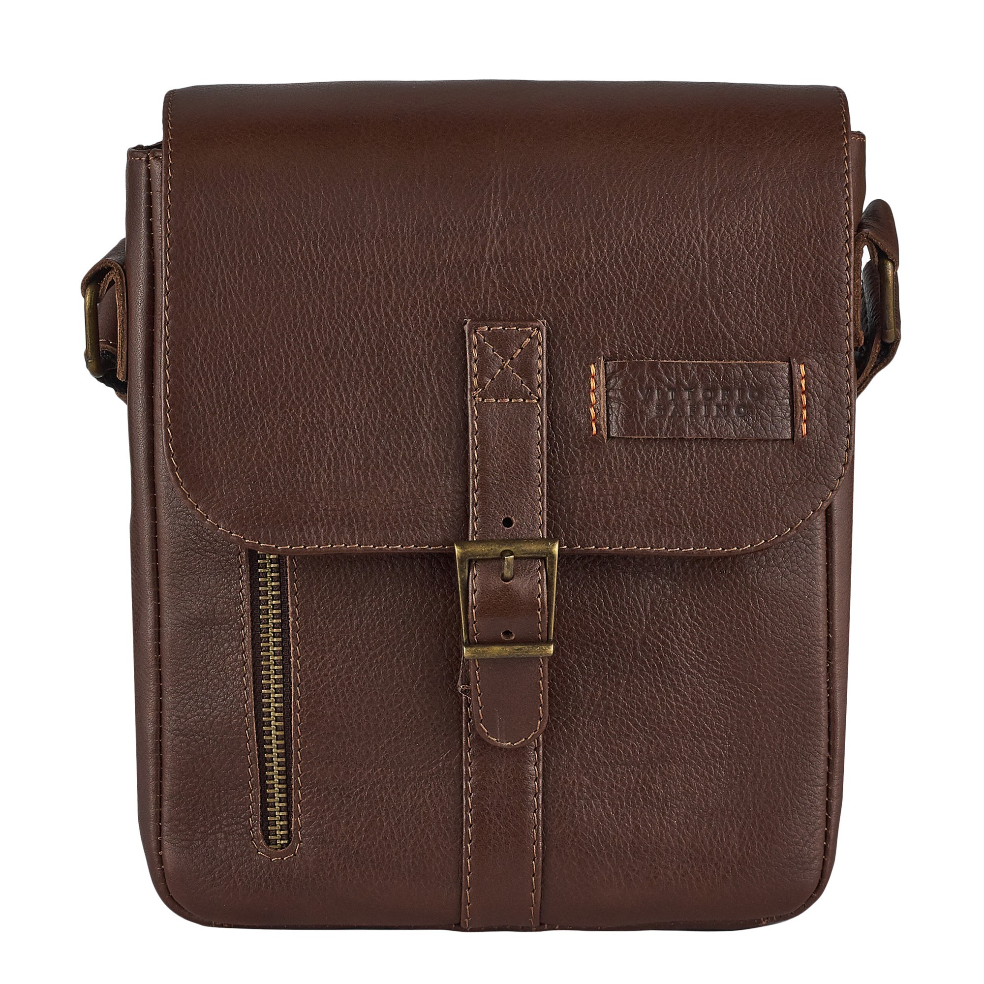 

Сумка мужская из натуральной кожи VS brown 23х18х5 см (VS001-2)