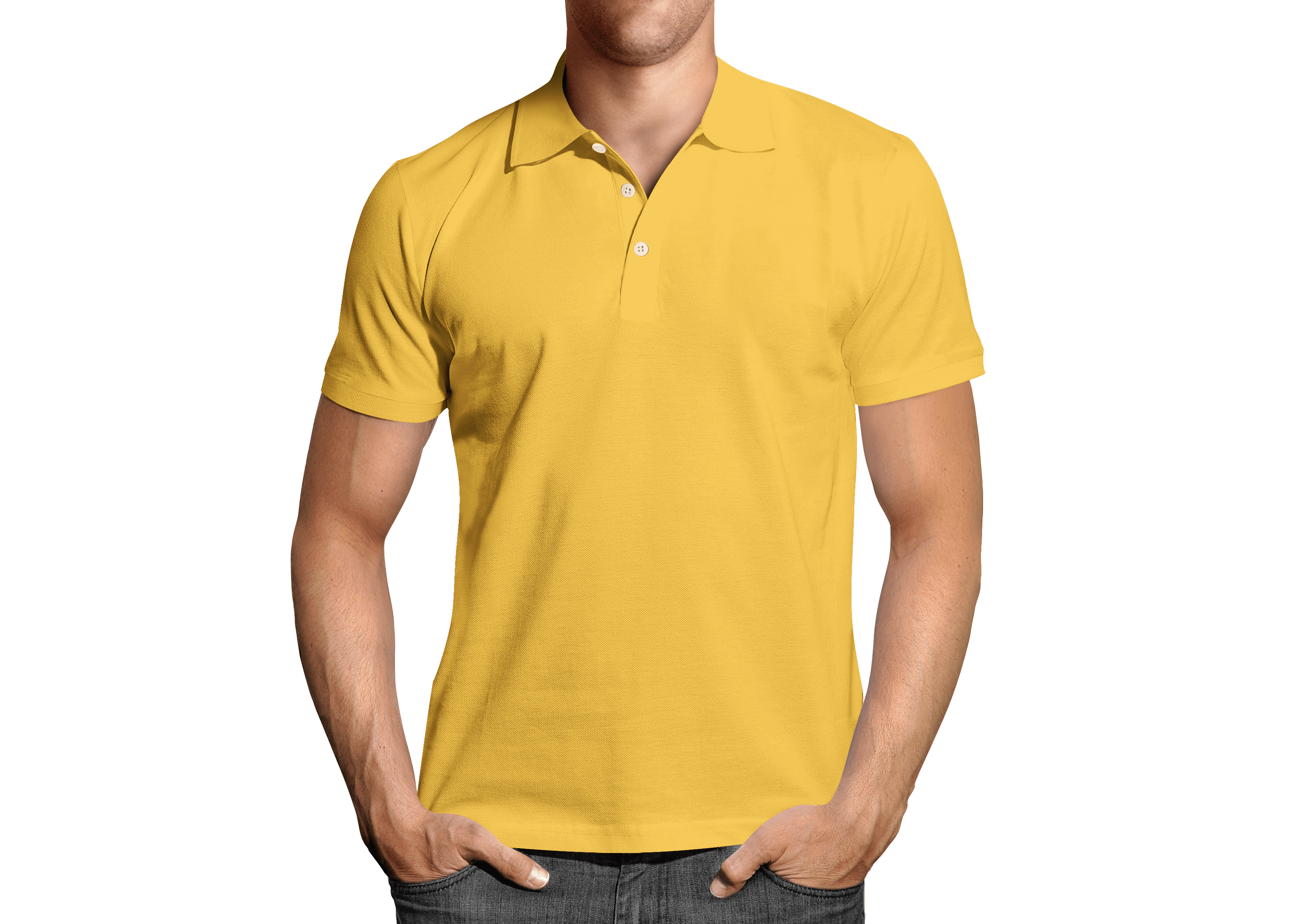 

Футболка мужская желтая POLO B&C L