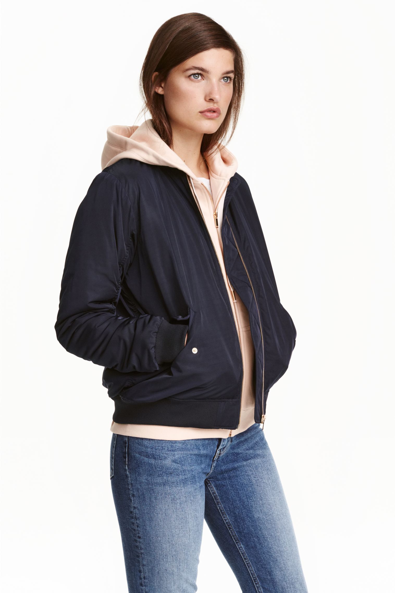 

Бомбер H&M  синий 23114279514, Бомбер H&M 38 синий 23114279514