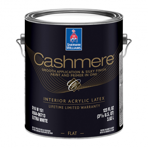 

Краска акриловая Sherwin-Williams Cashmere Interior Acrylic Latex Flat Extra White глубокоматовая