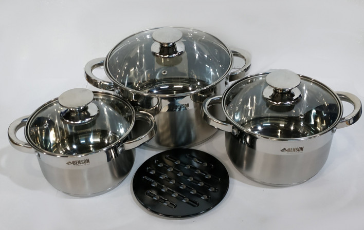 

Набор кастрюль 7 предметов Benson BN-245 Steel