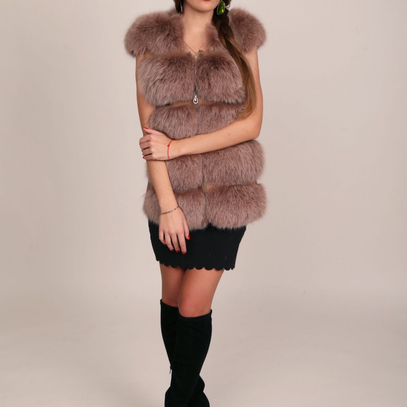 

Жилет из меха песца Miss Lora Поперечка One Size Белый (9072)