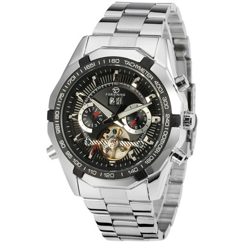 

Мужские наручные часы Forsining FSG340 Silver-Black