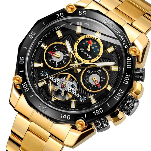 

Мужские наручные часы Forsining 6913 Gold-Black