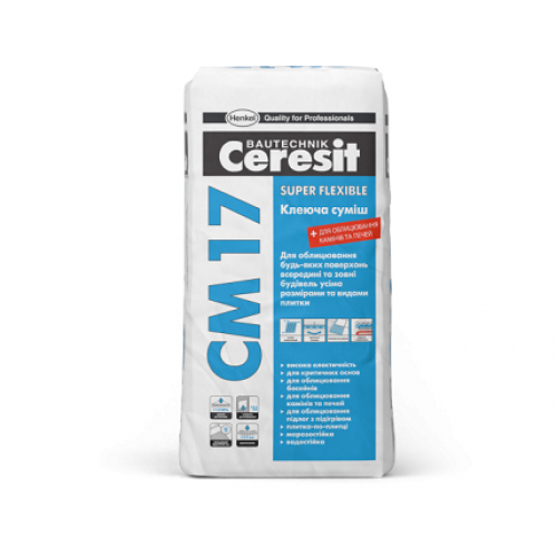

Высокоэластичная клеящая смесь Super Flexible Ceresit CM 17