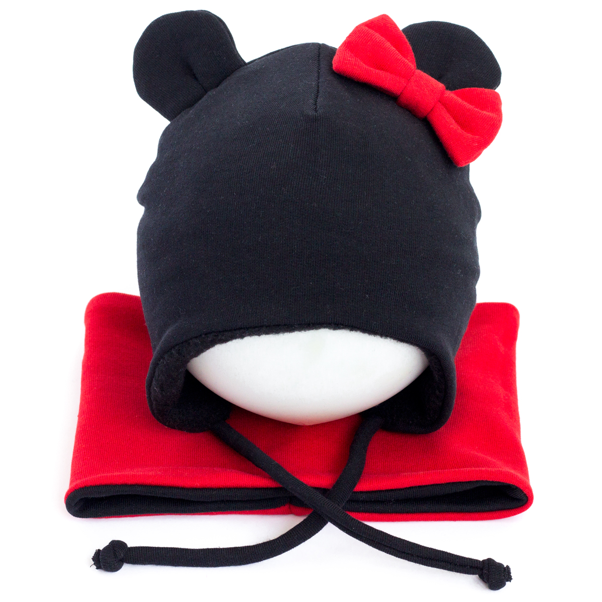 

Шапка и снуд Beeba на завязках "Микки" 48-52р. Чёрный 1028