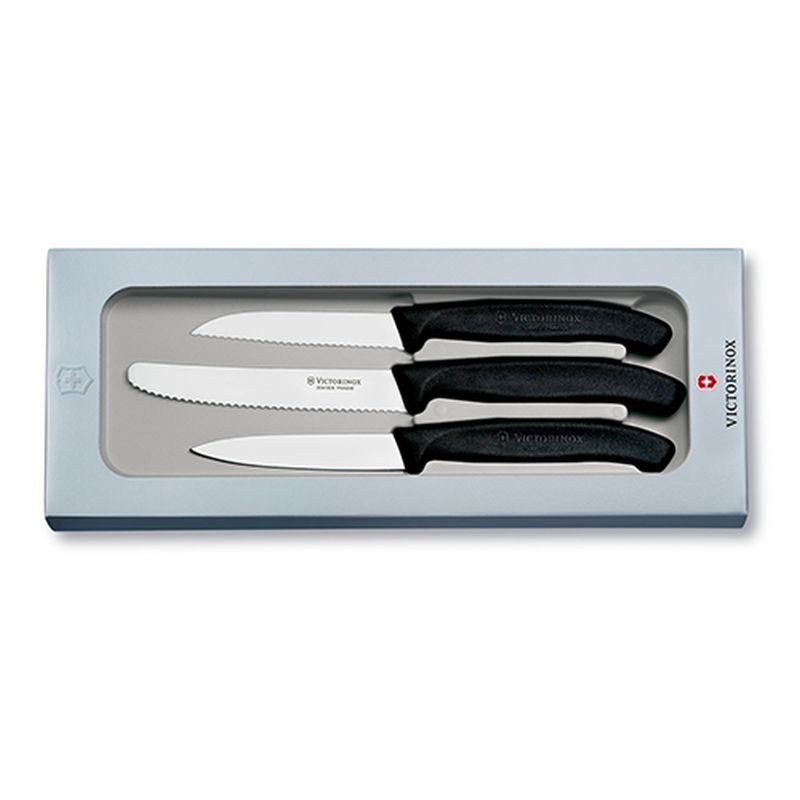 

Кухонный набор Victorinox SwissClassic Paring Set 3 ножа с чёрной ручкой (8,8,11см) (GB) (67113.3G)