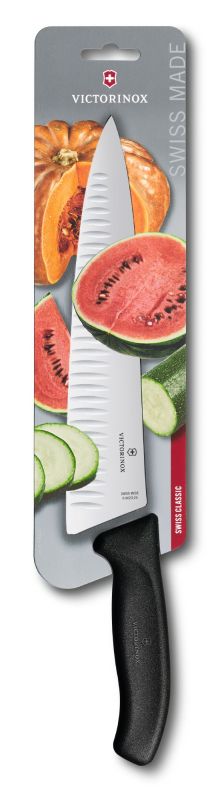 

Кухонный нож Victorinox SwissClassic Carving 25см рифл. с чёрной ручкой (блистер) (68023.25B)