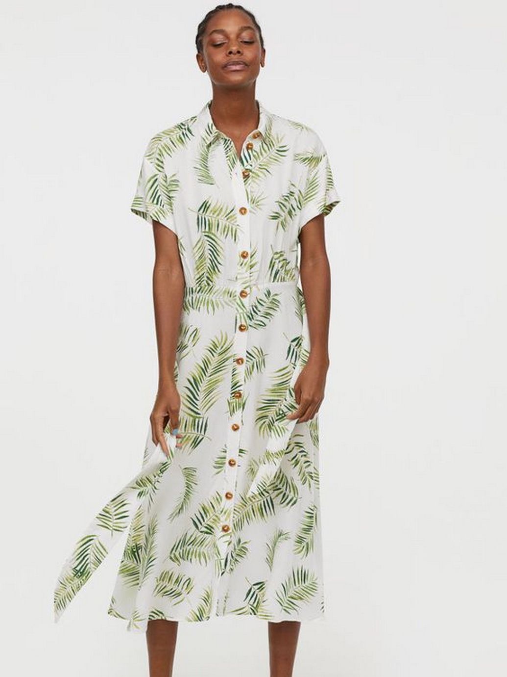 

Платье H&M 7351219 38 Белое с зеленым