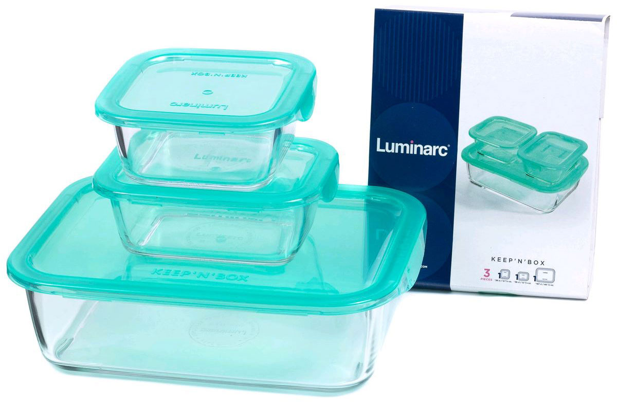 Акція на Набор квадратних пищевых контейнеров Luminarc Keep n Box Lagoon из 3 предметов (P0730) від Rozetka UA