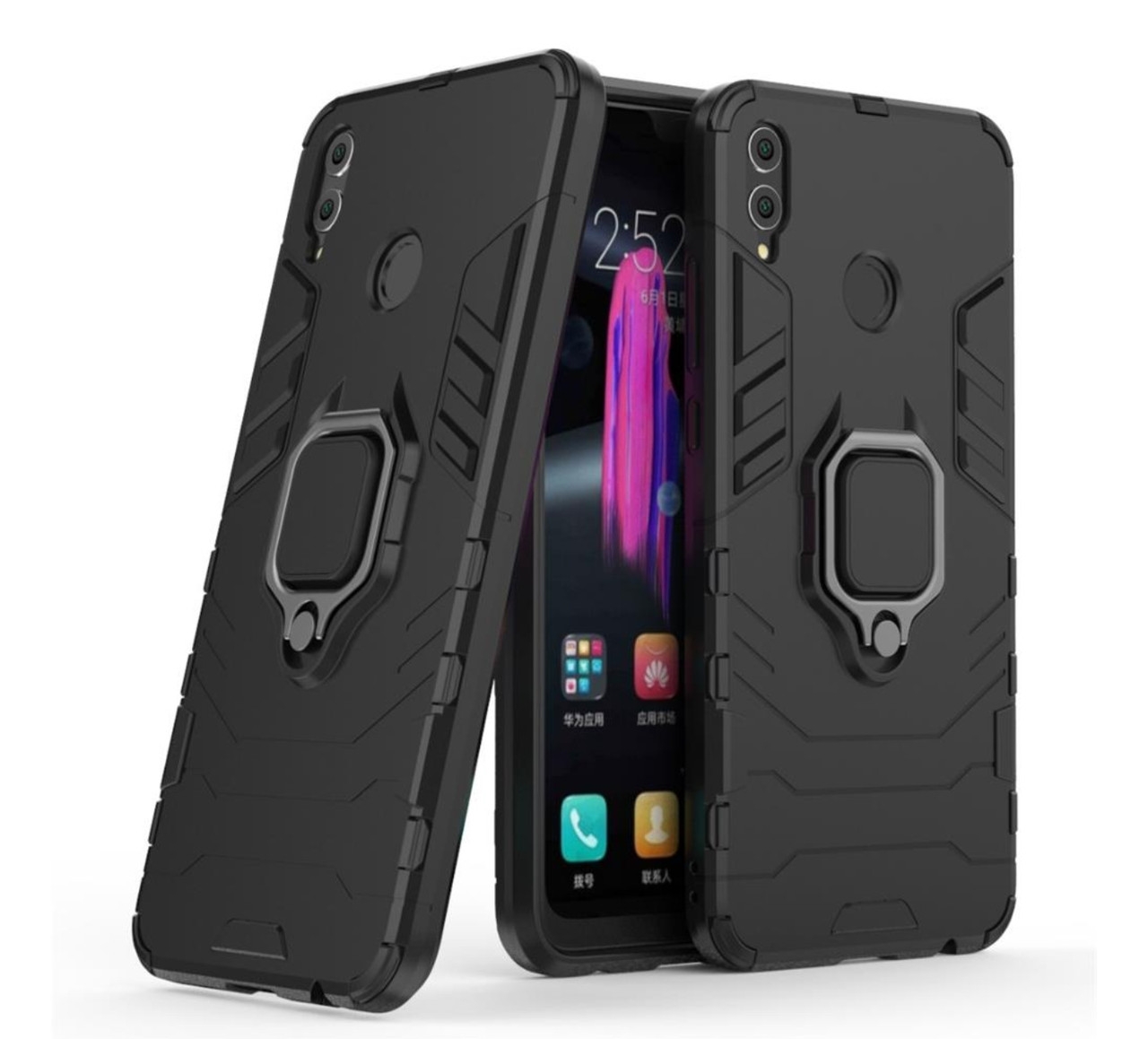 Бронированный чехол для Huawei Honor 8X бампер с кольцом под магнит ...