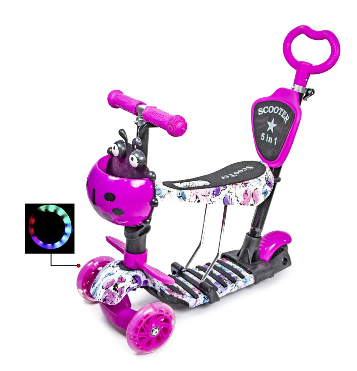 

Самокат детский Scale Sports Junior с сиденьем и родительской ручкой Arabica