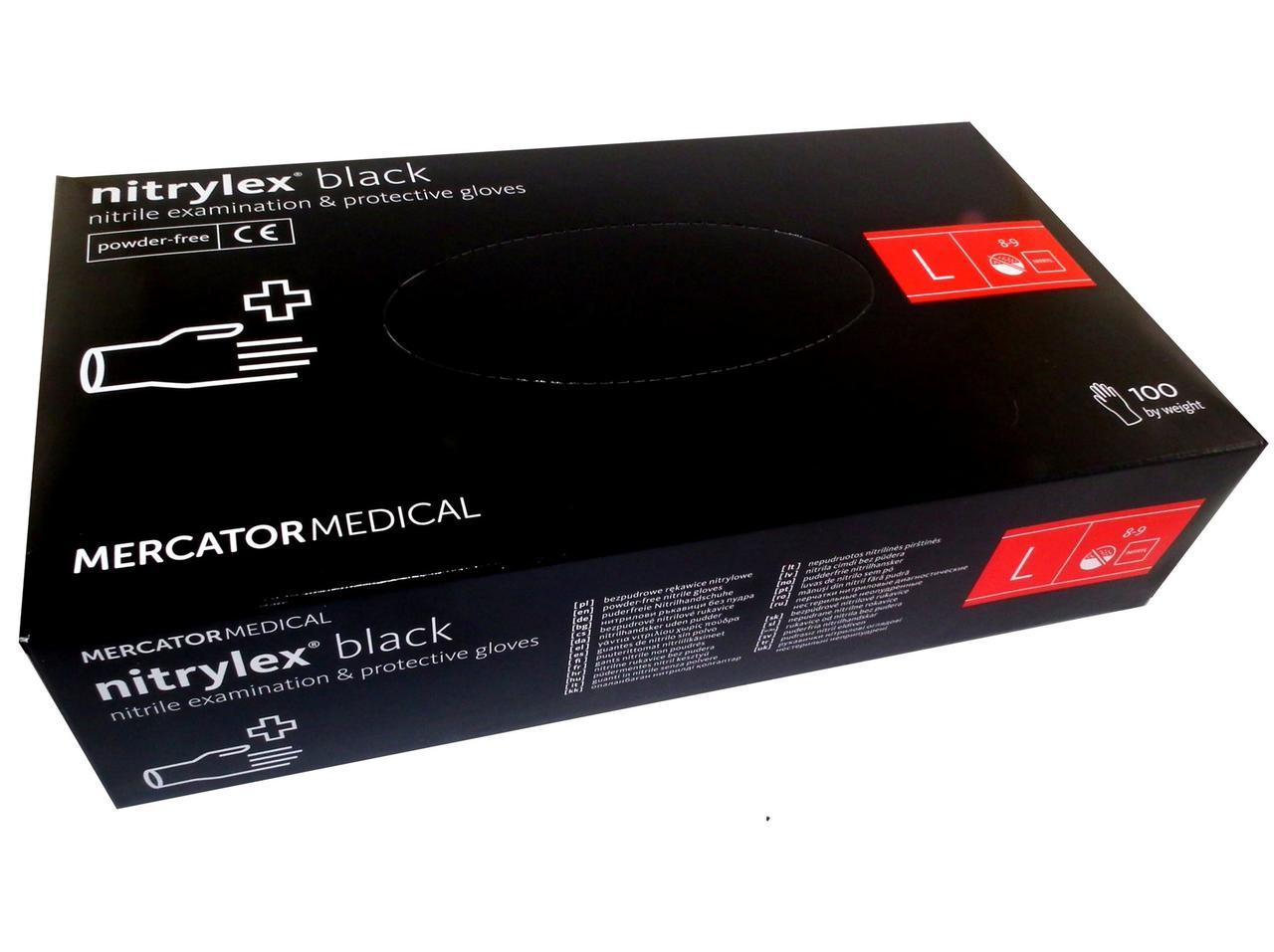 

Перчатки чёрные Nitrylex Black нитриловые неопудренные L RD30104004