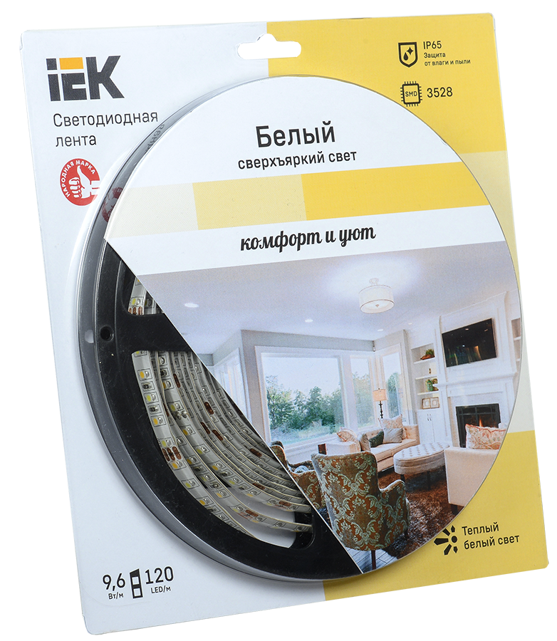 

Лента LED 5м блистер LSR-3528WW120-9.6-IP65-12V IEK-eco