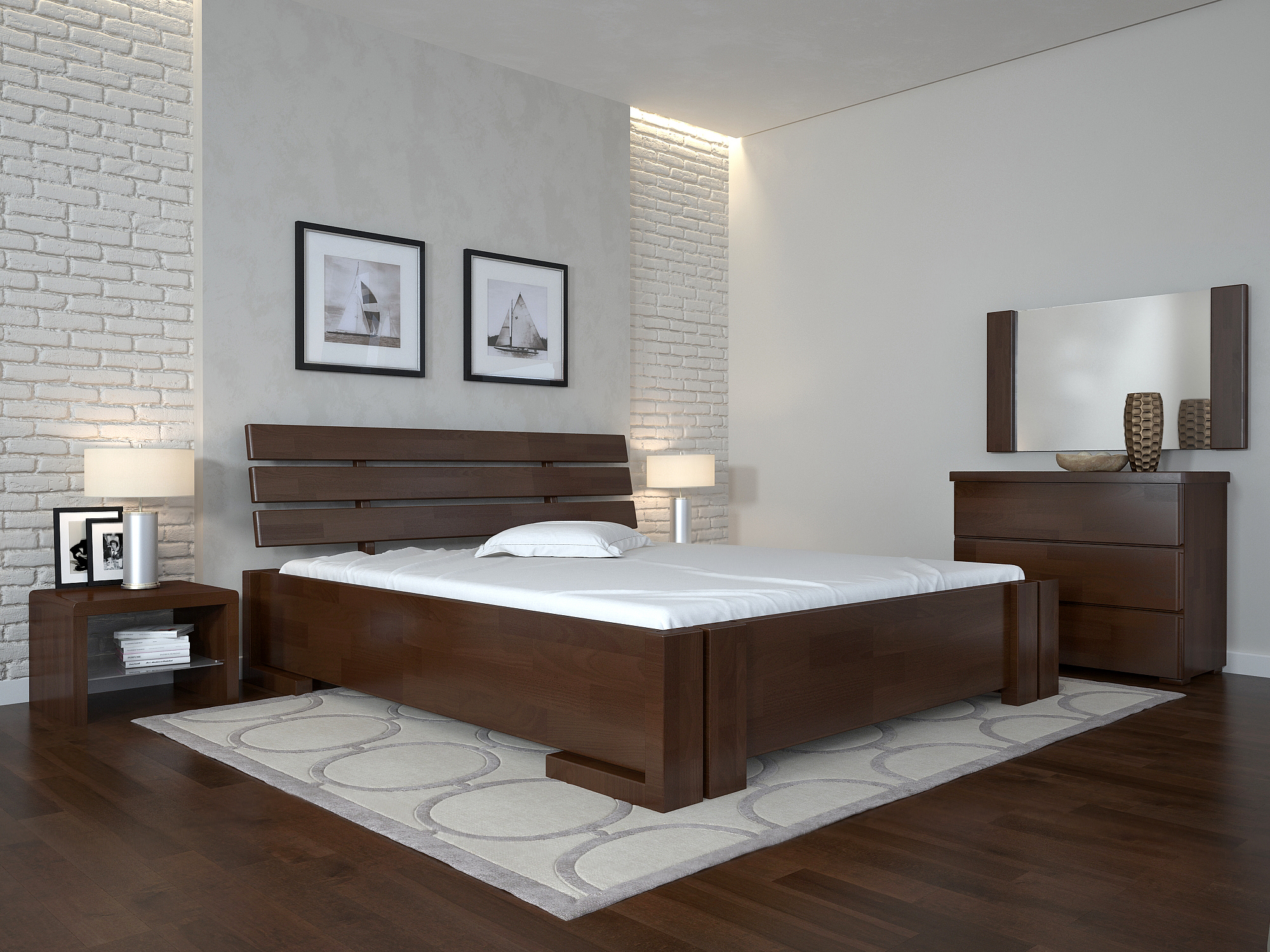 

Кровать Arbordrev Домино без ПМ (160*200) бук Тёмный орех