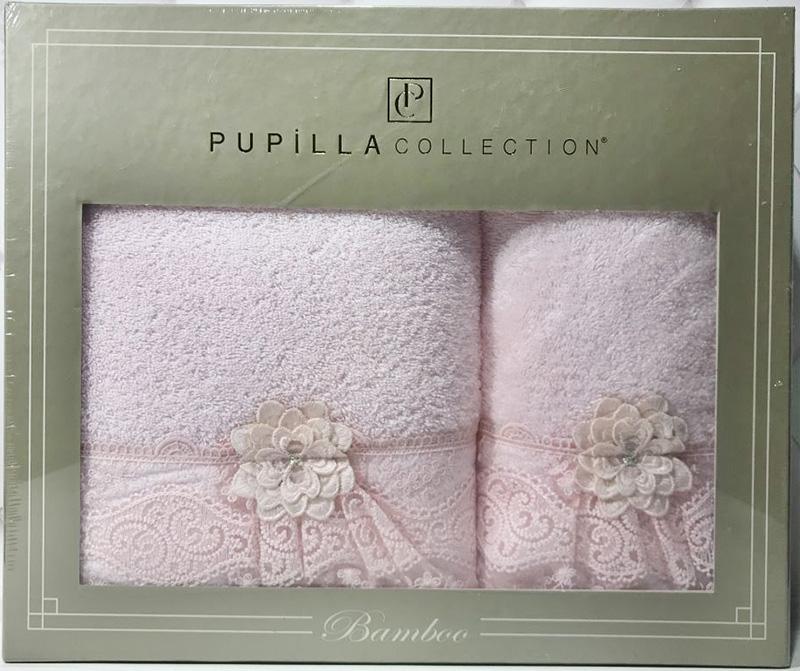 

Набор полотенец Pupilla Romantik Bambuk лицевое 50х90см и банное 70х140см, розовый Pupilla SA-6106