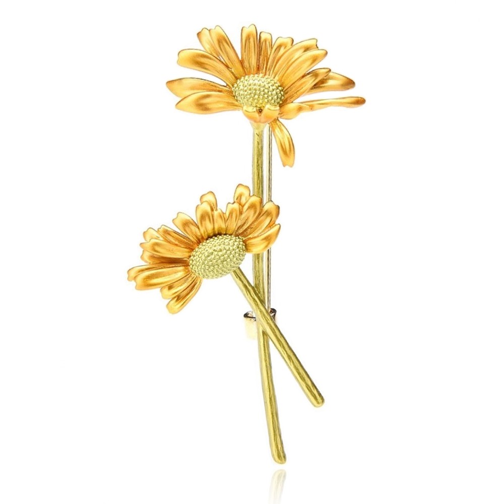 

Брошь женская BROCHE бижутерия с эмалью Цветы Ромашки жёлтая BRBF111306