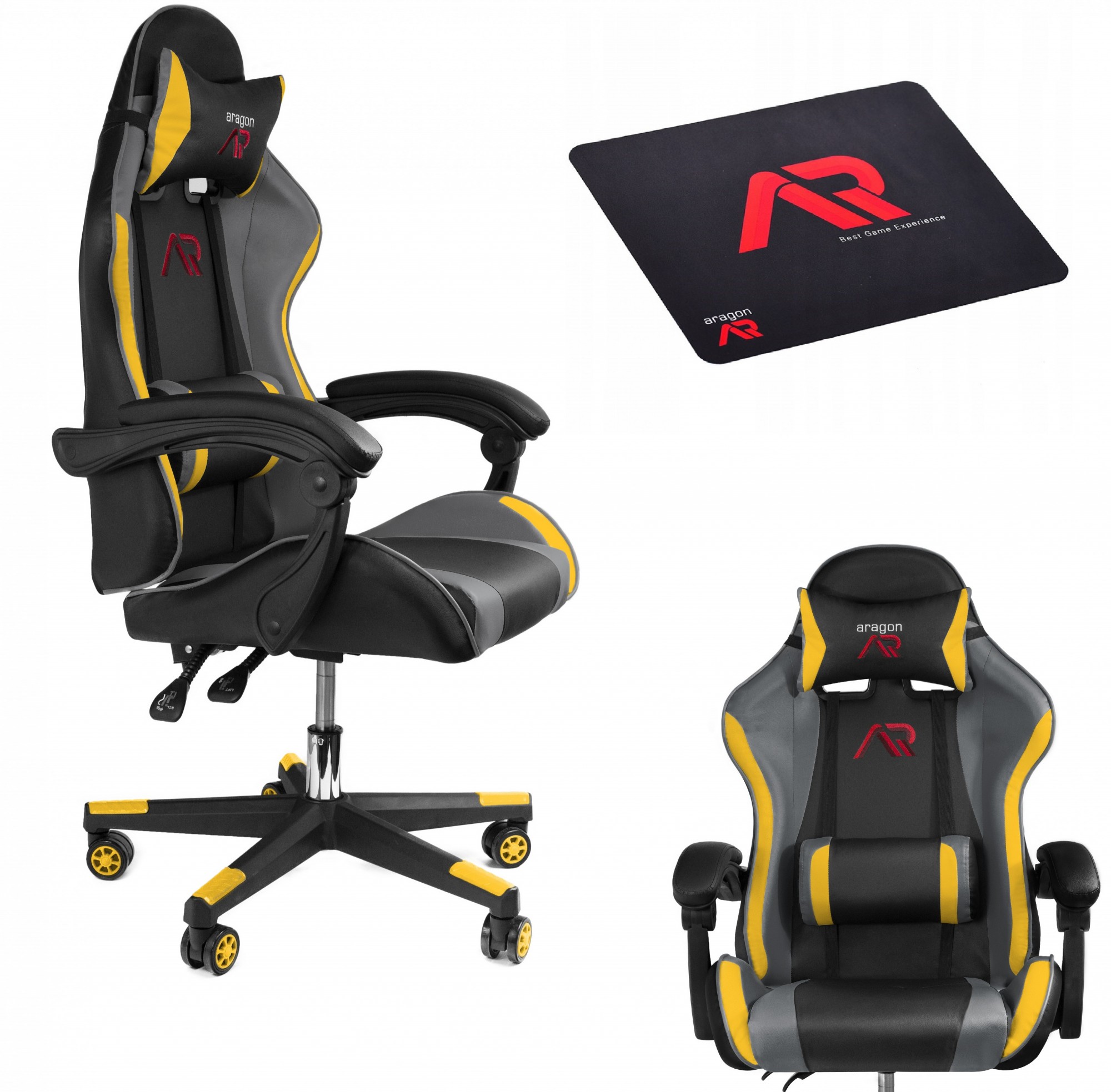 

Кресло геймерское ARAGON TRICOLOR Yellow + игровой коврик в подарок
