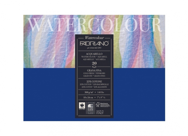 

Склейка для акварели Watercolour Fabriano 12л 300г 18х24см