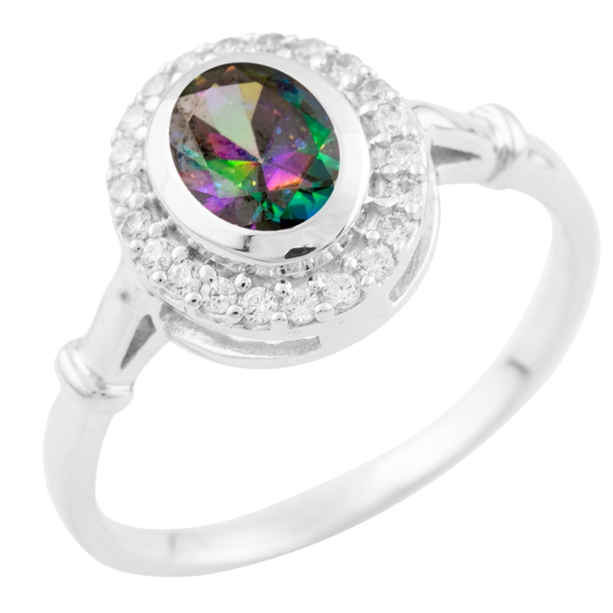 

Серебряное кольцо с натуральным мистик топазом 1.1ct 18.5 размер