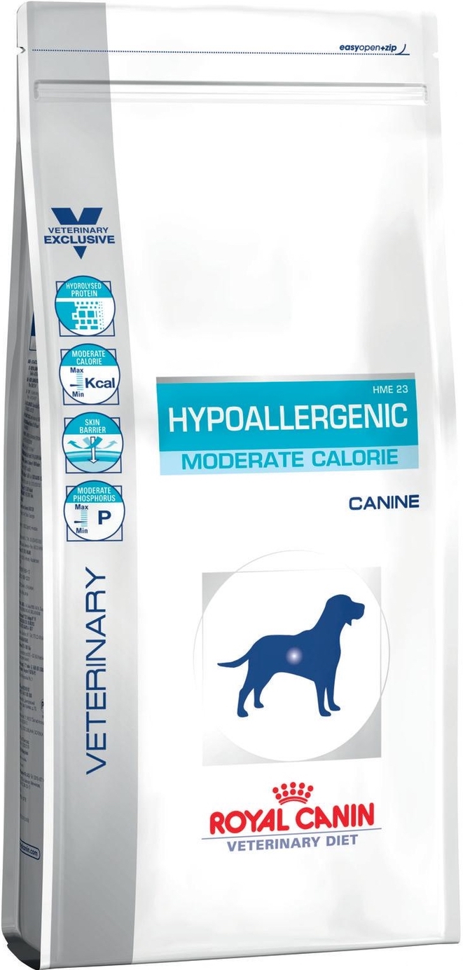 

Сухой корм Royal Canin Hypoallergenic Moderate Calorie HME 23 Canine при пищевой аллергии или непереносимости пожилым собакам страдающих избыточным весом, 14 кг