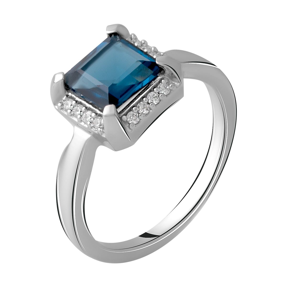 

Серебряное кольцо с натуральным топазом Лондон Блю 1.603ct 17 размер
