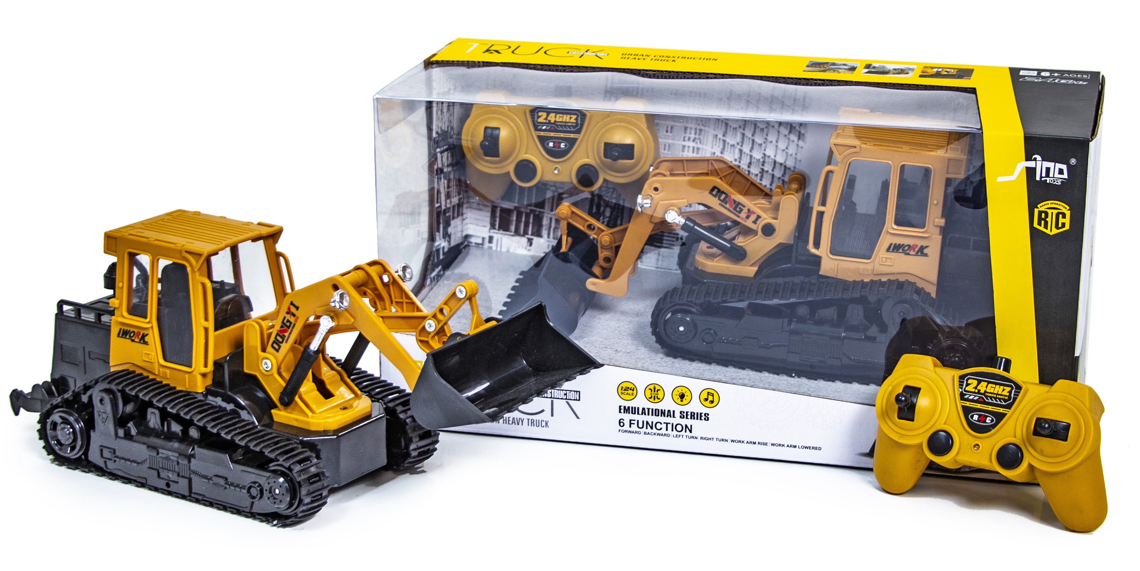 

Бульдозер гусеничный на радиоуправлении Sino Toys 33х13х12,5 см Желтый 000144389