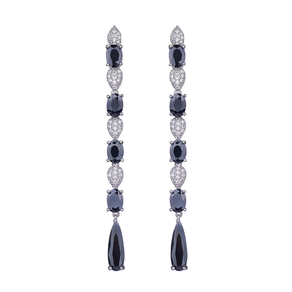 

Серьги Слеза DiaDemaGrand Серебряный с черным камнем (086120-15-19)