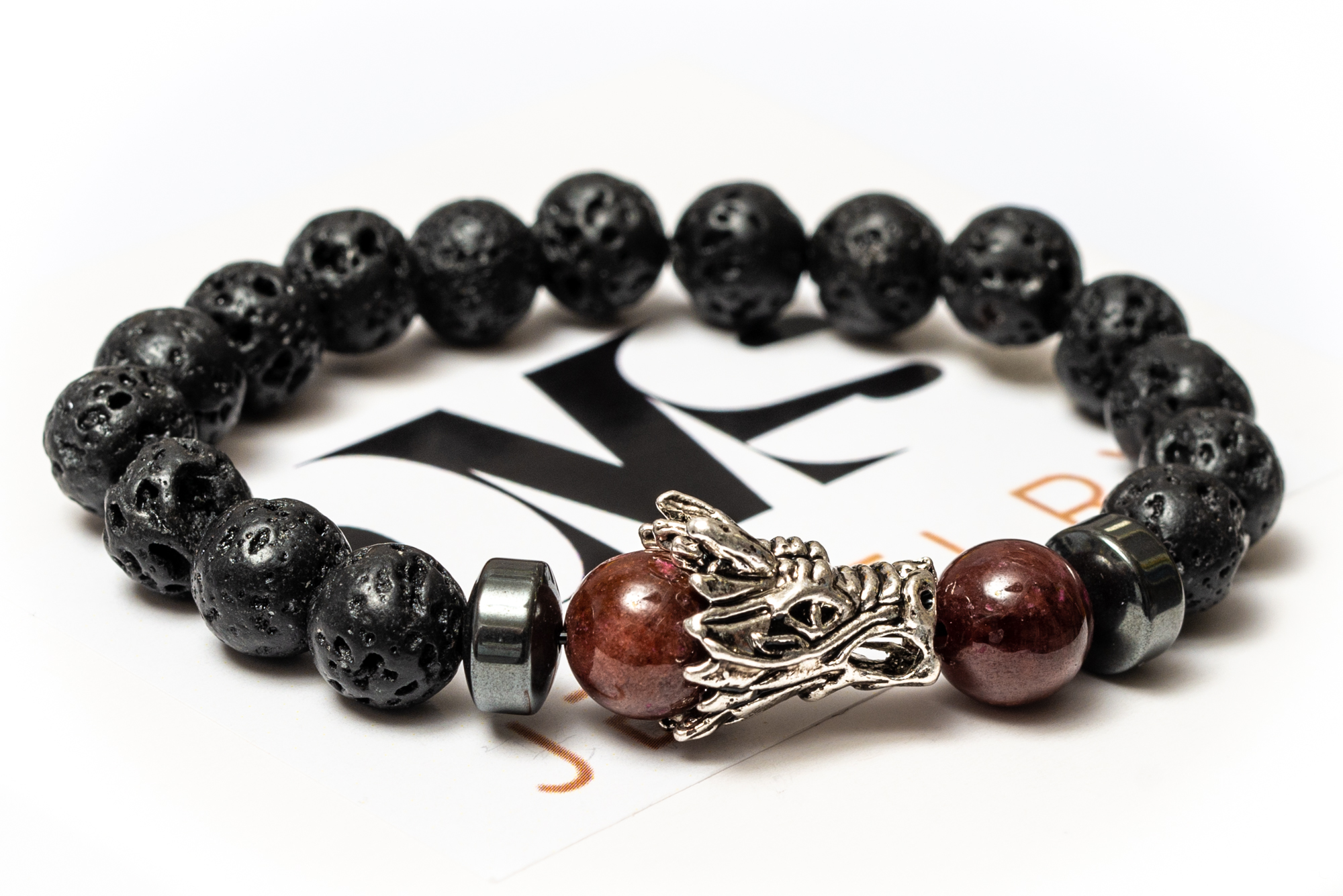 

Браслет мужской DMS Jewelry из лавового камня, гематита, граната RED DRAGON