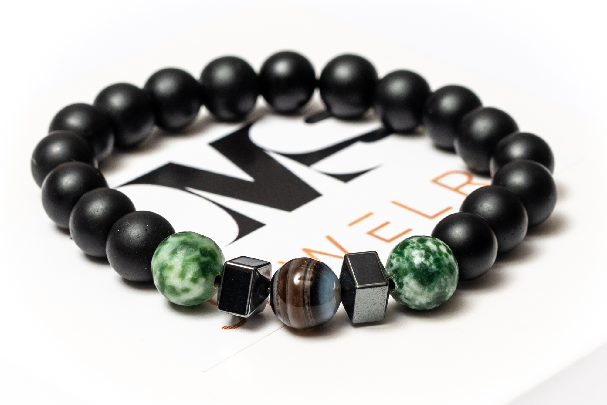 

Браслет мужской DMS Jewelry из шунгита, гематита, агата HARMONY of AGATE