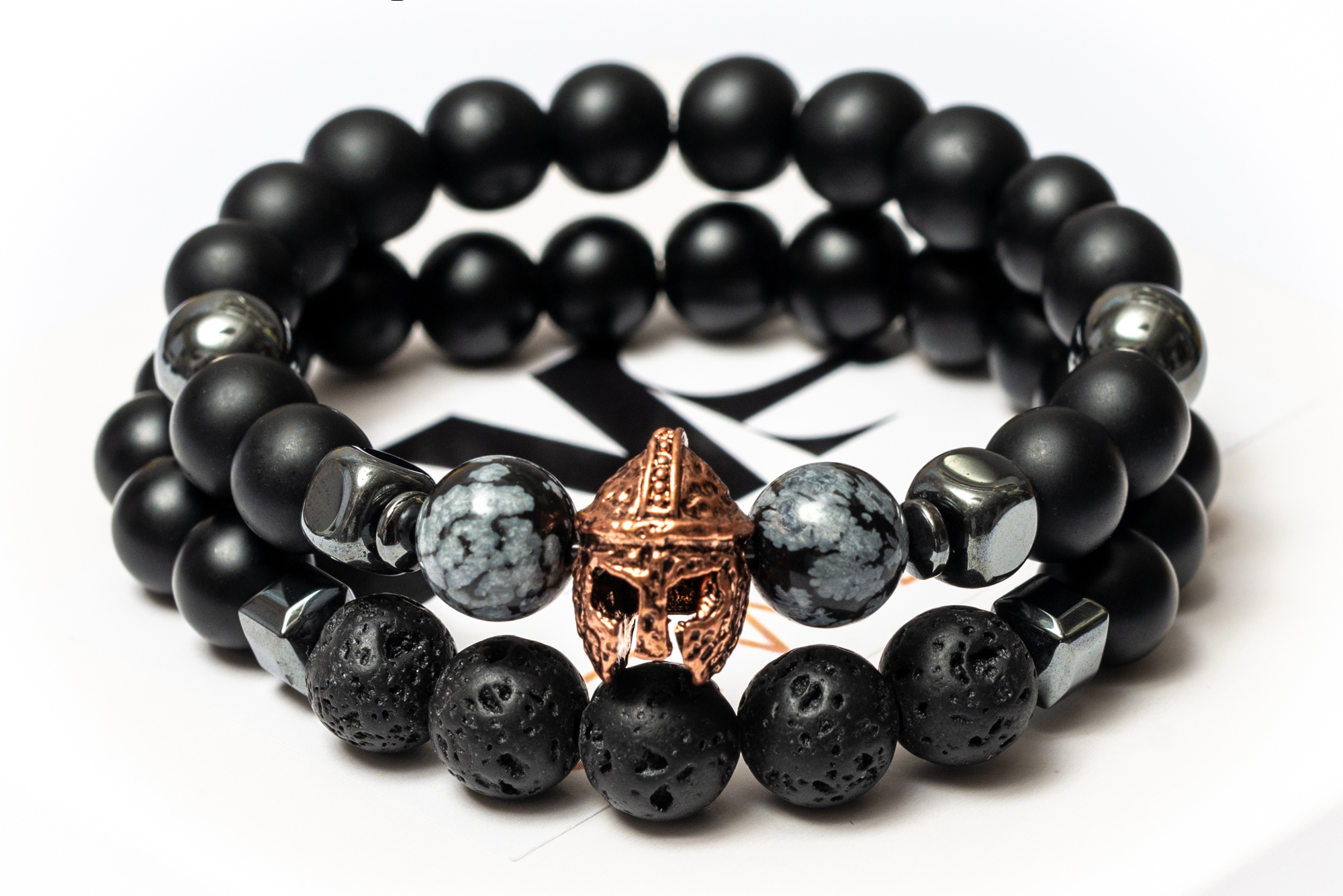 

Парные браслеты мужские DMS Jewelry из шунгита, обсидиана, лавового камня GRAY KNIGHT