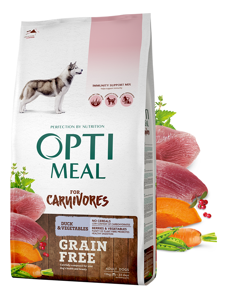 

Сухой корм Optimeal Dog Adult Grain Free Duck Vegetables беззерновой корм для взрослых собак всех пород (утка и овощи) 10 кг