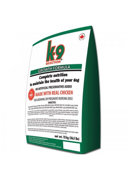 

Сухой корм K-9 Selection Growth Formula для щенков и кормящих сук всех пород (курица) 12 кг