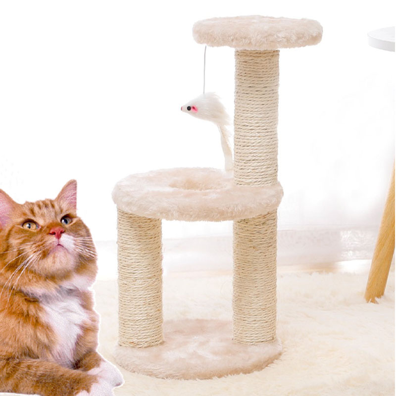 

Когтеточка для кота с полками и игрушкой Taotaopets 0072203 Beige размер 41*20*18,5 см