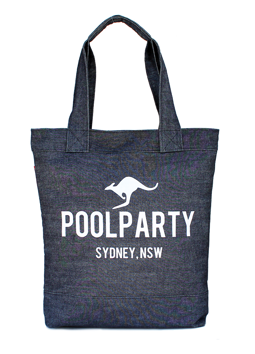 

Коттоновая сумка POOLPARTY синяя с логотипом молодежная