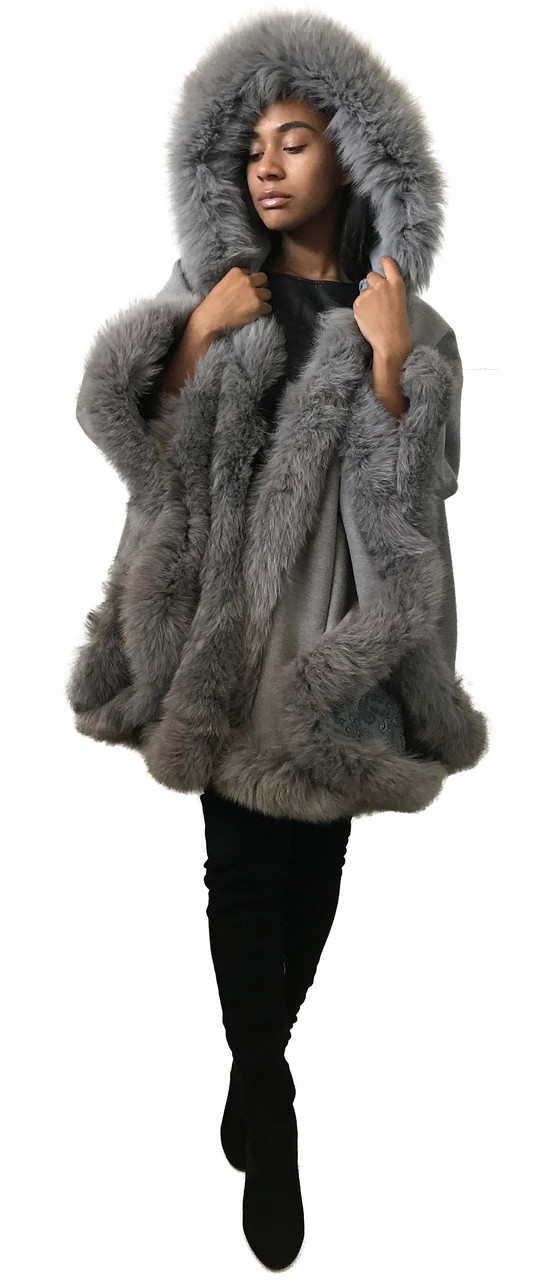 

Пончо Кейп Пальто с капюшоном RizhikOva 85 см Gray Oversize RO-1208