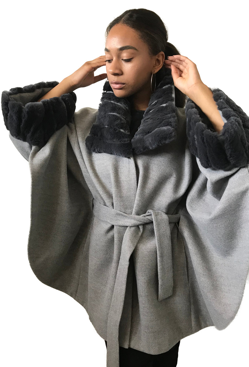 

Пончо Кейп Пальто RizhikOva 65 см Gray One size RO-1530