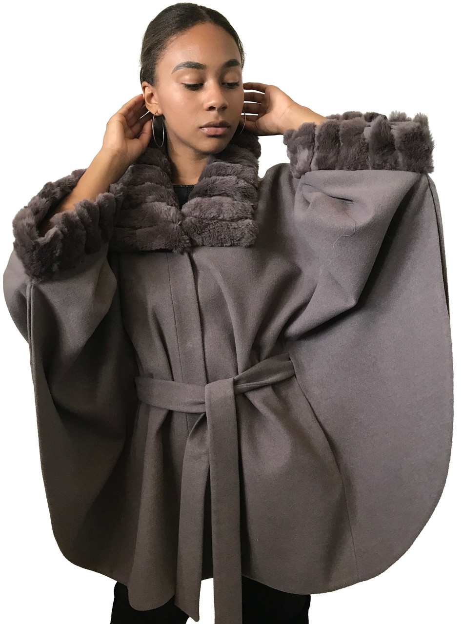 

Пончо Кейп Пальто RizhikOva 65 см Gray One size RO-1527