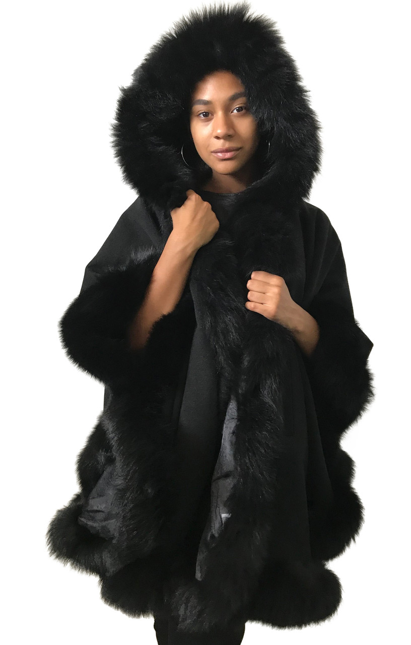 

Пончо Кейп Пальто с капюшоном RizhikOva 85 см Black One size RO-1010