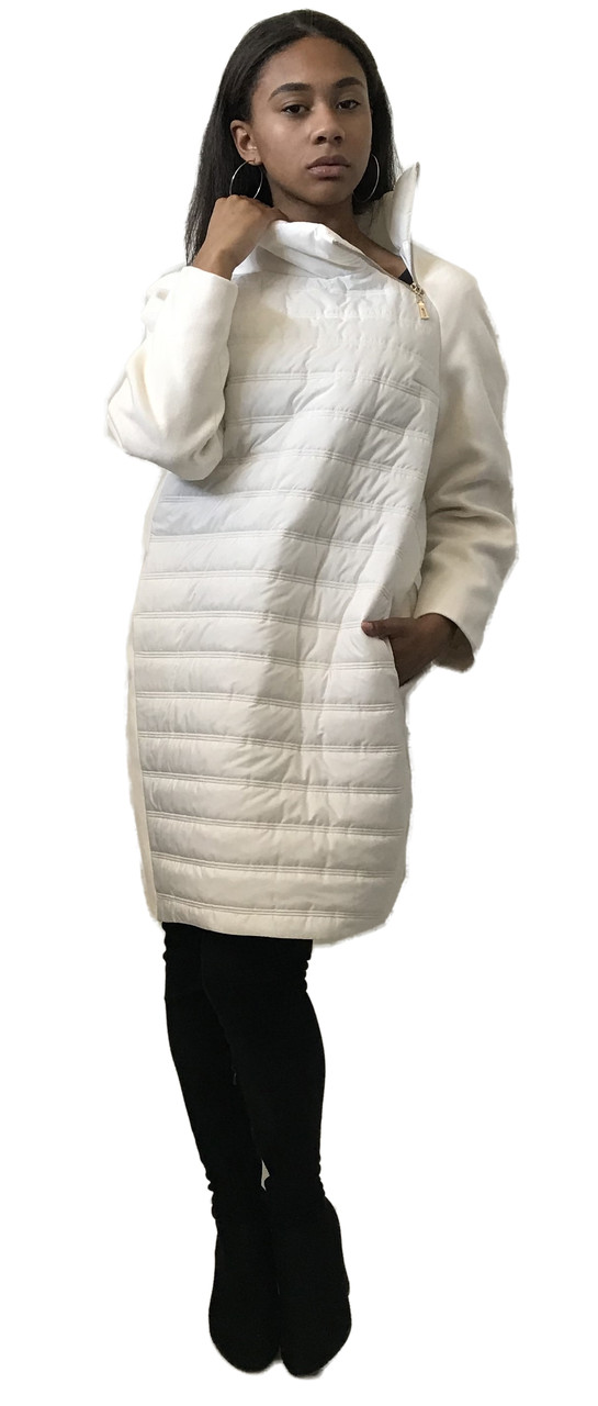 

Стеганое пальто с рукавами кашемир RizhikOva Ivory 46 RO-1041